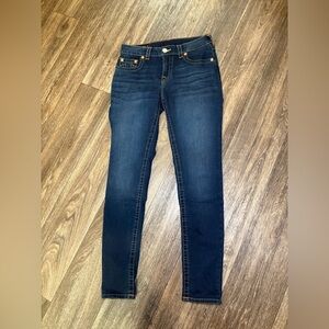 True Religion Jennie Curvy Mid Rise Super Skinny Dark Blue Women's Jeans